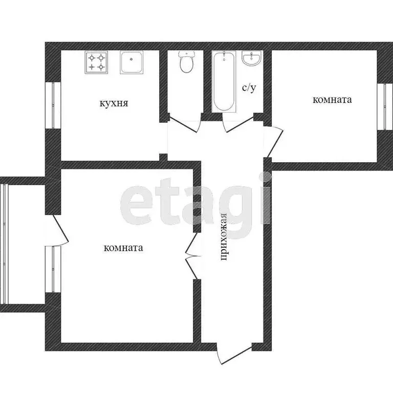 2-комнатная квартира: Чебаркуль, улица Каширина, 49 (51.6 м) - Фото 0