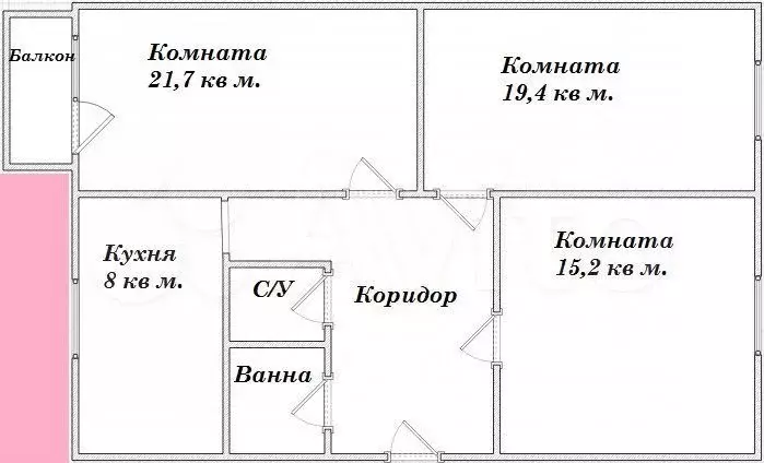 3-к. квартира, 82 м, 4/5 эт. - Фото 0