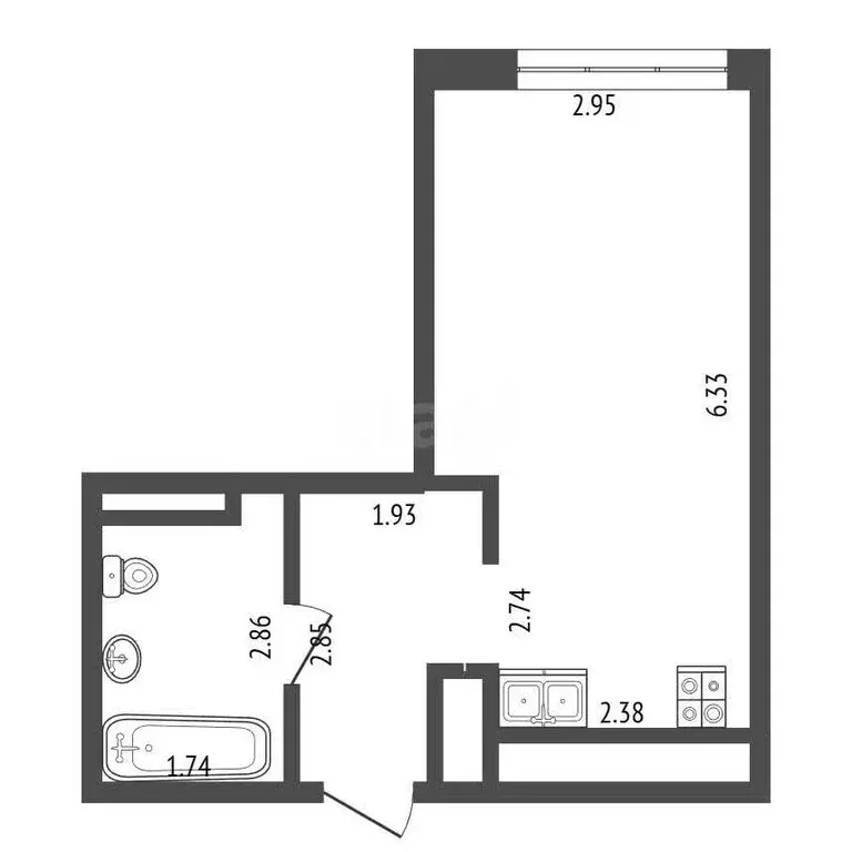 Квартира-студия: Тюмень, Харьковская улица, 72Б (26.6 м) - Фото 1