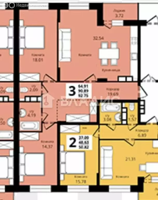 3-комнатная квартира: Владимир, проспект Строителей, 9В (96 м) - Фото 1