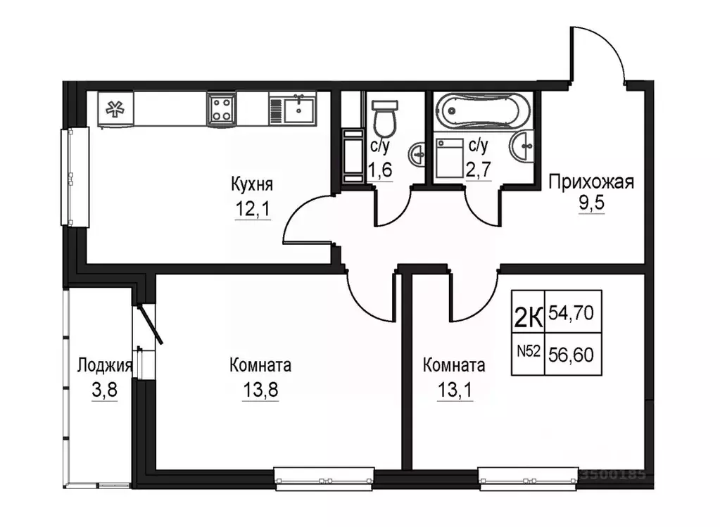 2-к кв. Нижегородская область, Нижний Новгород Торпедо жилой комплекс ... - Фото 1