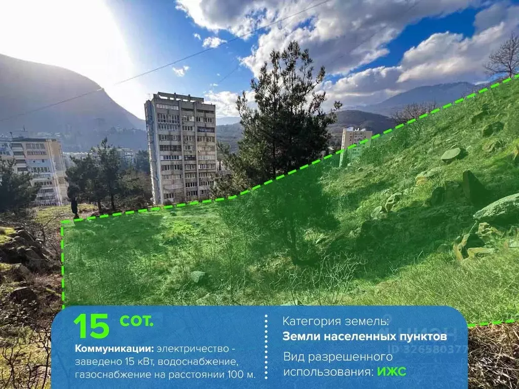 Участок в Крым, Алушта муниципальный округ, Партенит пгт  (15.0 сот.) - Фото 1