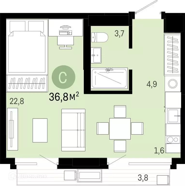 Продаётся 1-к квартира, 36.8 м - Фото 0