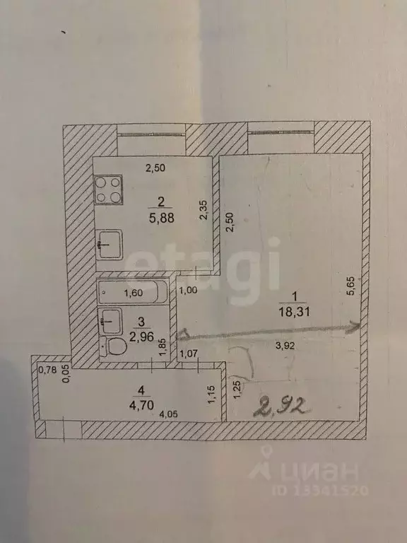 1-к кв. Ульяновская область, Ульяновск просп. Гая, 8 (31.9 м) - Фото 2