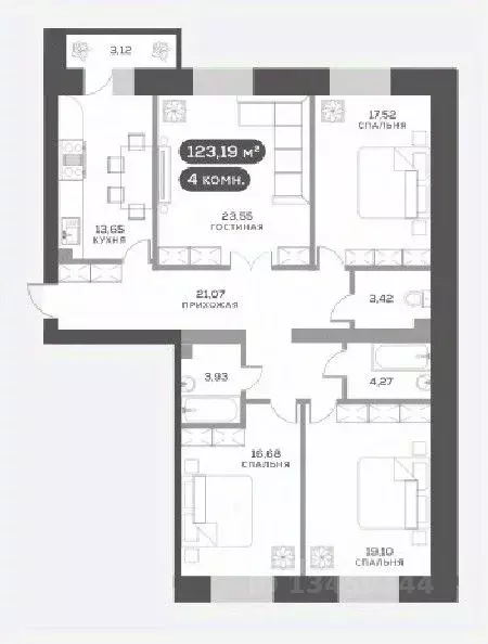 4-к кв. Красноярский край, Красноярск Академгородок мкр, 8 (123.4 м) - Фото 0