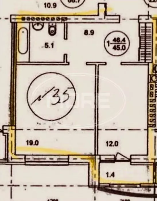 1-к кв. Калининградская область, Калининград Шахматная ул., 4Б (45.7 ... - Фото 2