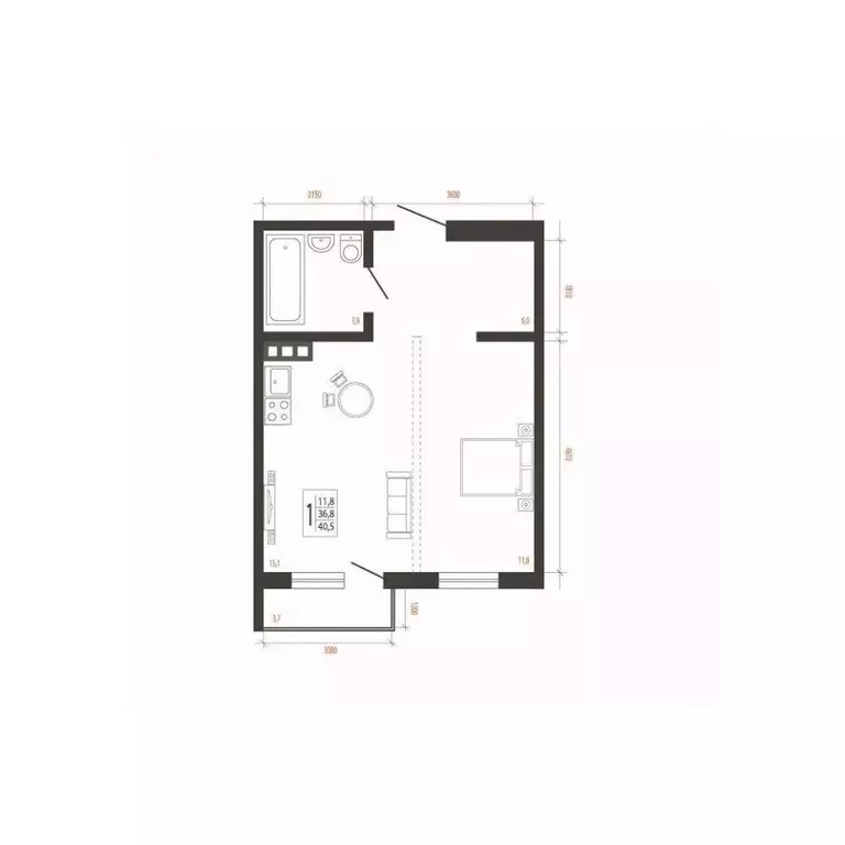1-к кв. Иркутская область, Иркутск Сарафановская ул. (40.5 м) - Фото 1