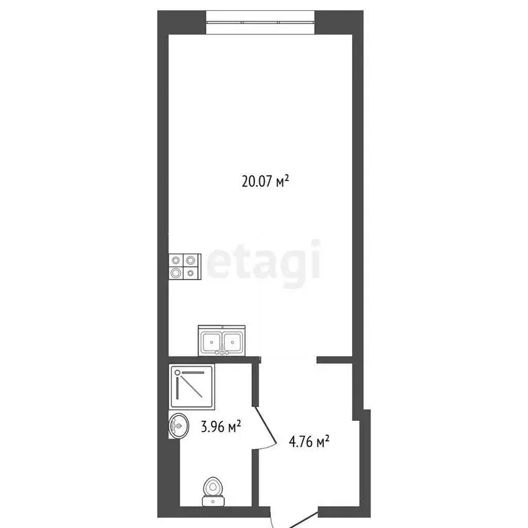 Квартира-студия: Тюмень, улица Судостроителей, 48 (28.8 м) - Фото 1