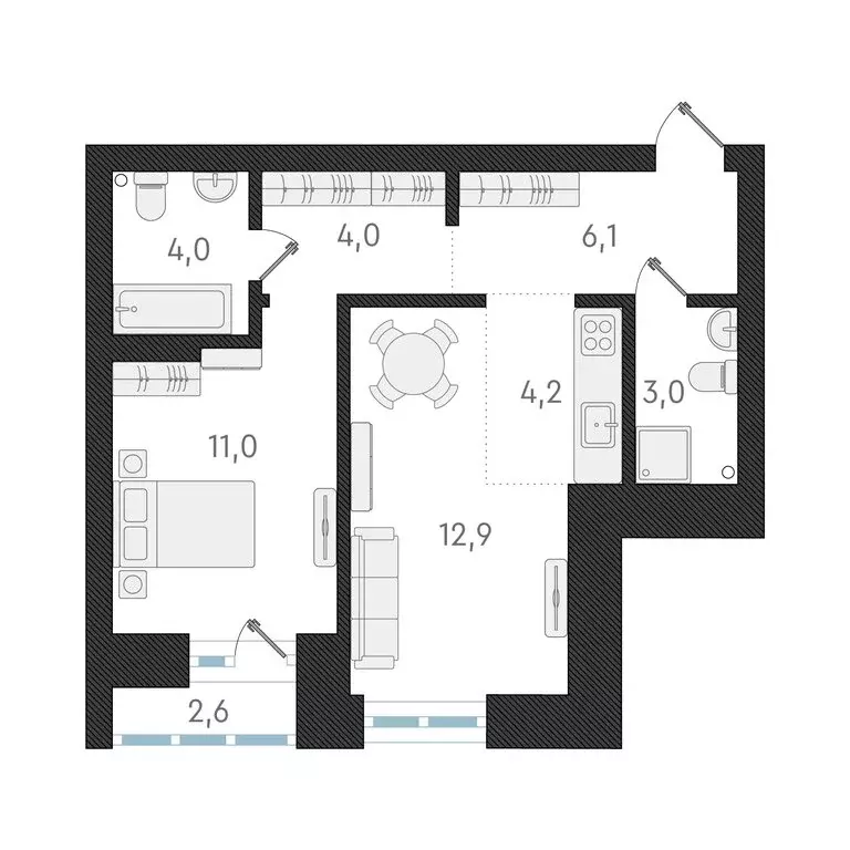 2-комнатная квартира: Новосибирск, Плановая улица, 60А (45.2 м) - Фото 0