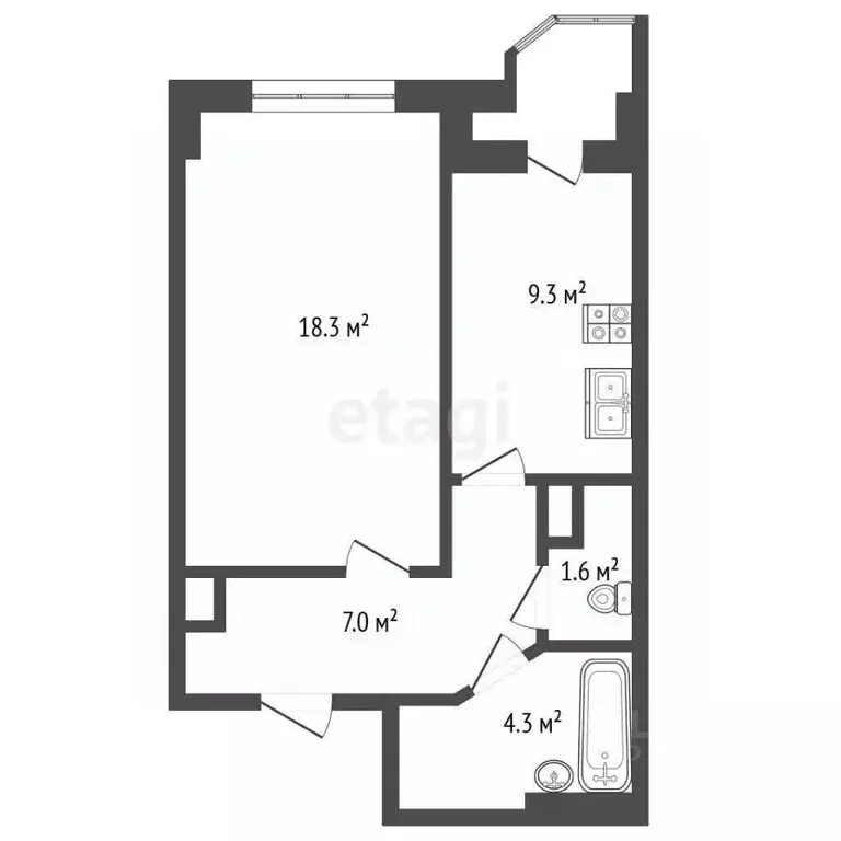 1-к кв. Ростовская область, Таганрог ул. Сергея Шило, 202В (42.5 м) - Фото 1