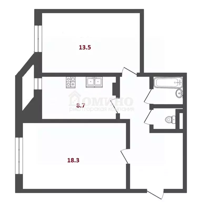 2-к кв. Тюменская область, Тюмень ул. Муравленко, 9 (55.6 м) - Фото 2