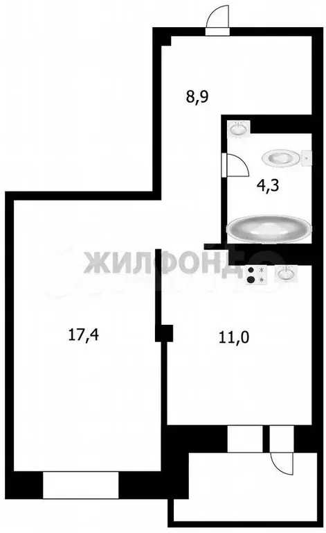 1-к. квартира, 41,6 м, 9/17 эт. - Фото 0