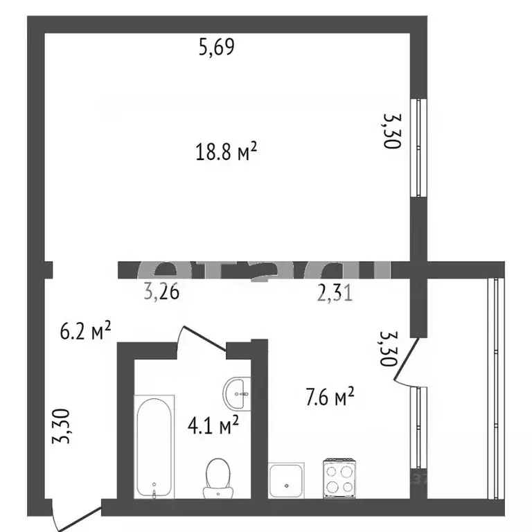 1-к кв. Амурская область, Благовещенский район, с. Чигири, 4-й мкр ул. ... - Фото 2