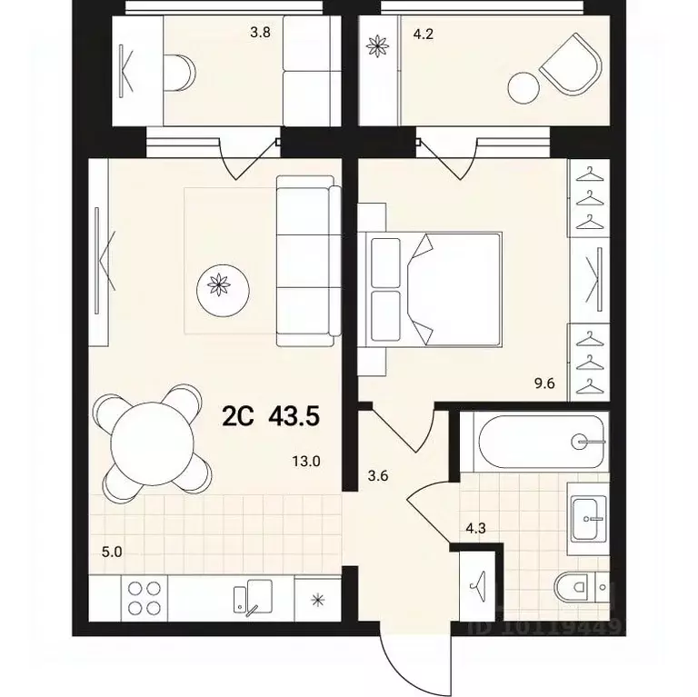 2-к кв. Новосибирская область, Обь Геодезия мкр,  (43.5 м) - Фото 0