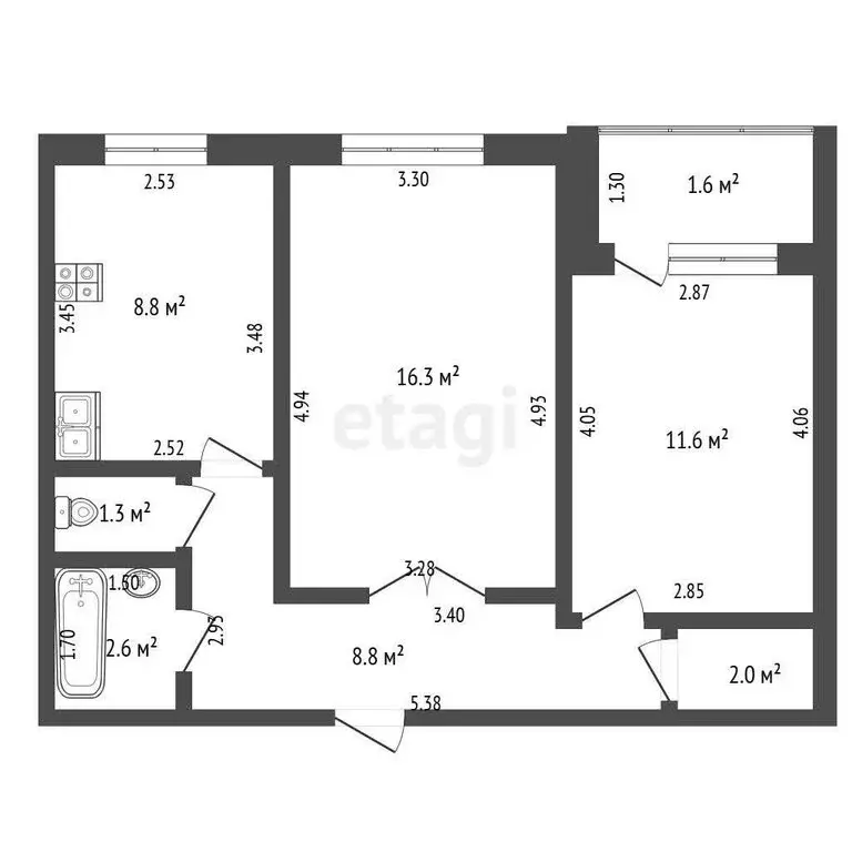 2-комнатная квартира: Стерлитамак, микрорайон Солнечный, Юрматинская ... - Фото 1