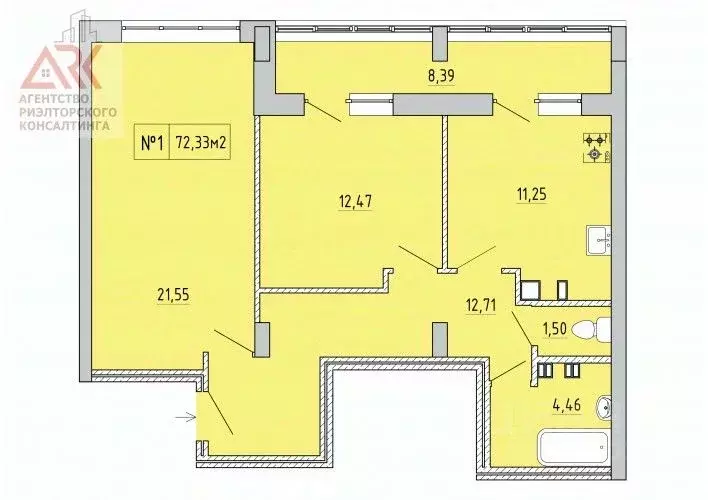 2-к кв. Крым, Феодосия ул. Галерейная, 3А (72.3 м) - Фото 1