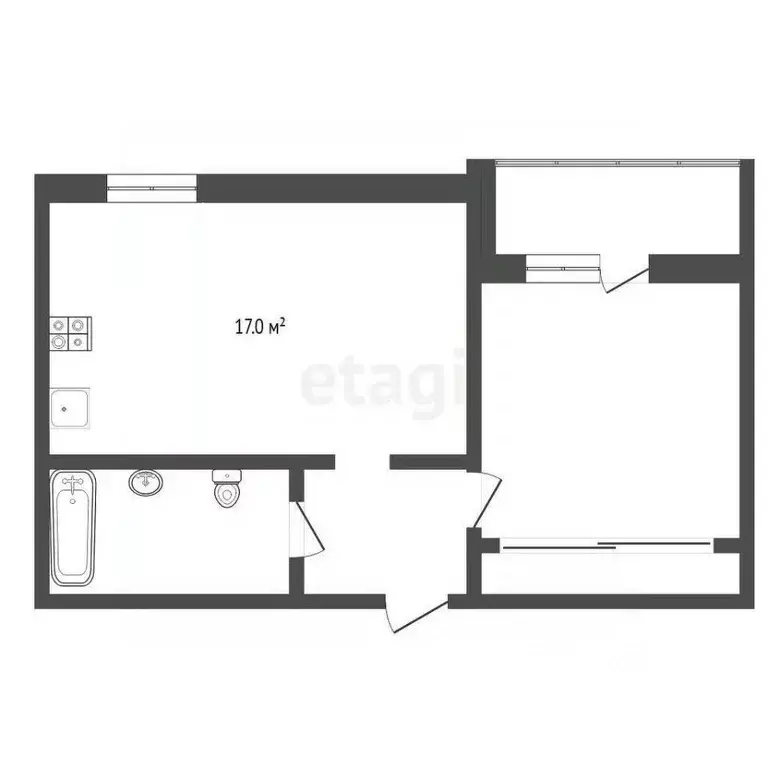 1-к кв. Тюменская область, Тюмень Харьковская ул., 68 (42.3 м) - Фото 0