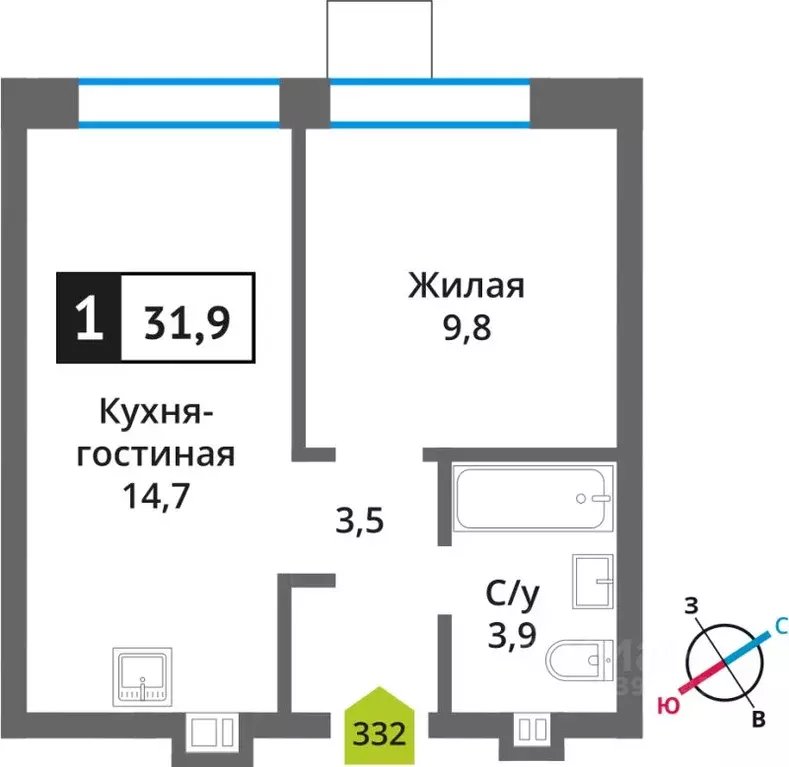 Студия Московская область, Красногорск Опалиха мкр, Никольский Квартал ... - Фото 1