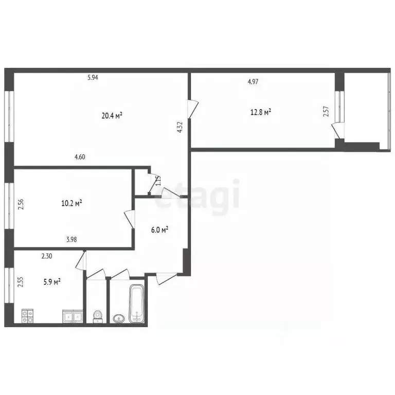 Комната Татарстан, Набережные Челны Автозаводский просп., 33 (33.0 м) - Фото 1