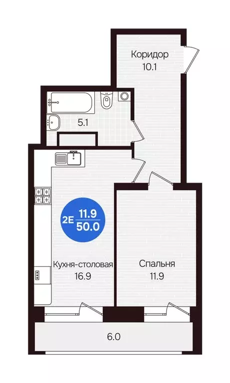 2-комнатная квартира: Новочебоксарск, улица 10-й Пятилетки, 5 (50 м) - Фото 1