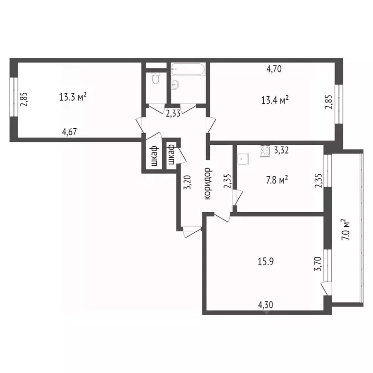 3-к кв. Бурятия, Улан-Удэ ул. Антонова, 26 (62.6 м) - Фото 1