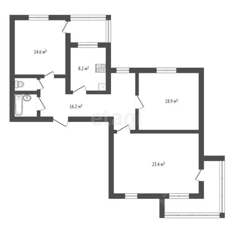 3-к кв. Амурская область, Благовещенск ул. Калинина, 150 (85.0 м) - Фото 1