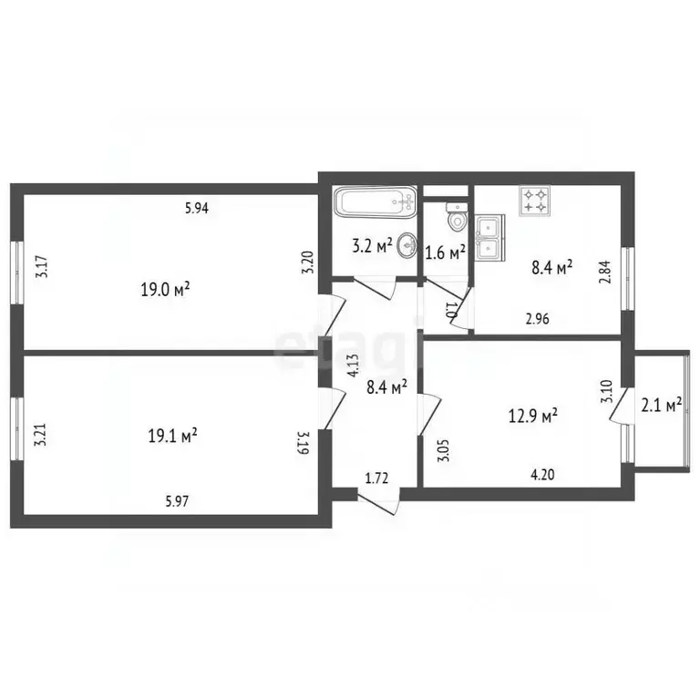 3-к кв. Санкт-Петербург ул. Полярников, 5 (72.6 м) - Фото 2