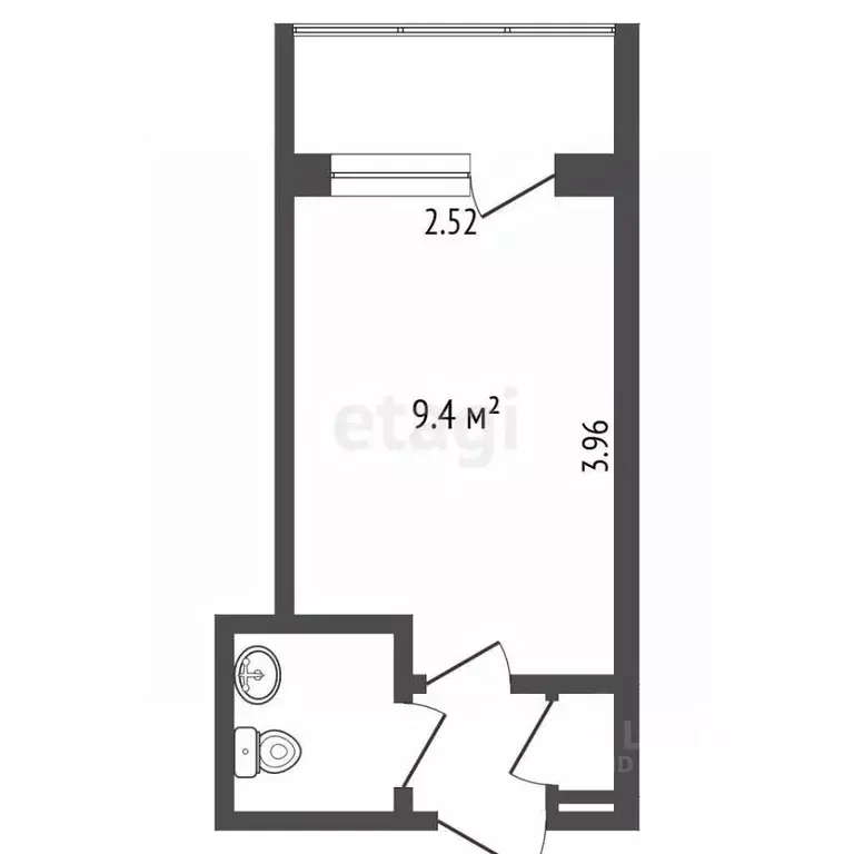 Студия Тюменская область, Тюмень ул. Мельникайте, 115 (12.8 м) - Фото 2