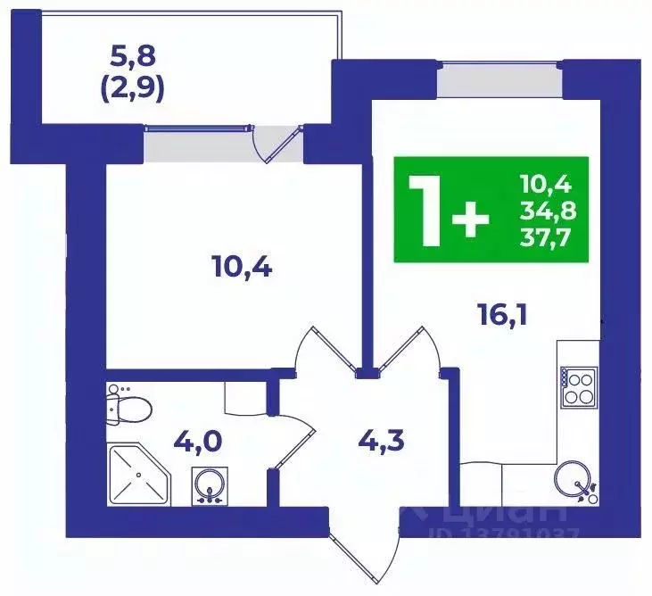 1-к кв. Башкортостан, Стерлитамакский район, Отрадовский сельсовет, с. ... - Фото 1