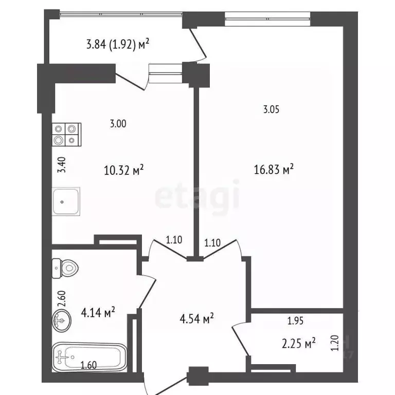 1-к кв. Севастополь просп. Античный, 5/4 (37.7 м) - Фото 2