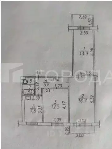 3-к кв. Кемеровская область, Новокузнецк просп. Архитекторов, 2 (63.0 ... - Фото 2