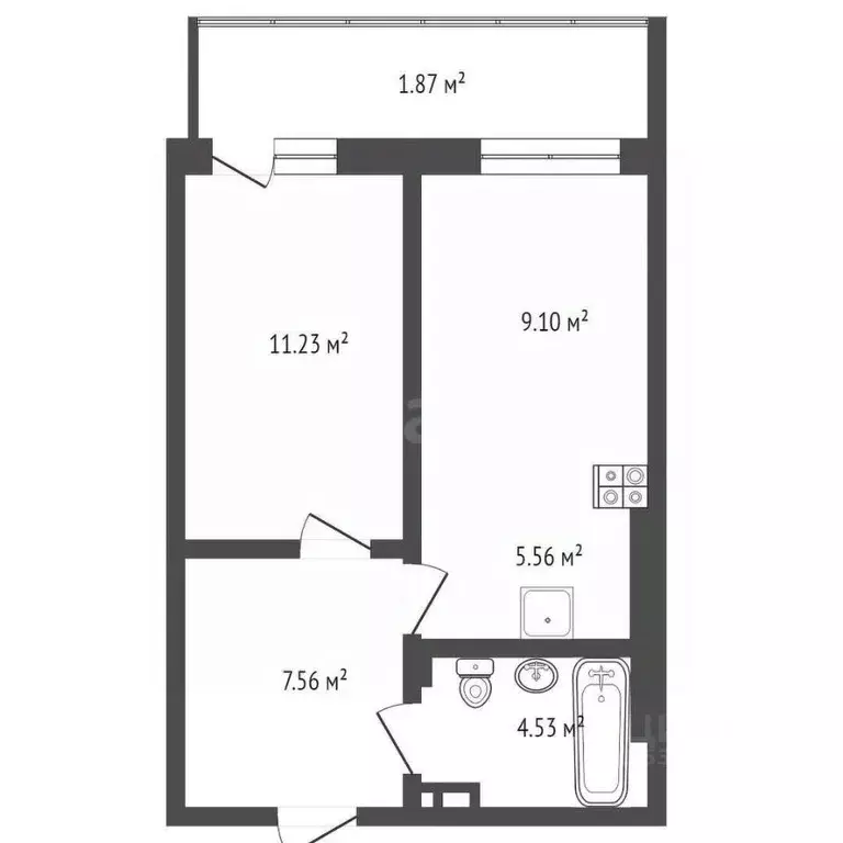 2-к кв. Ростовская область, Ростов-на-Дону Днепровский пер., 117с2 ... - Фото 1