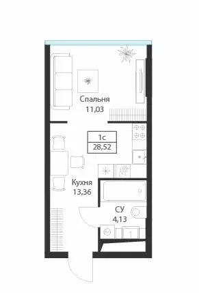 Квартира-студия: Москва, улица Академика Ильюшина, 21с5 (28.52 м) - Фото 0