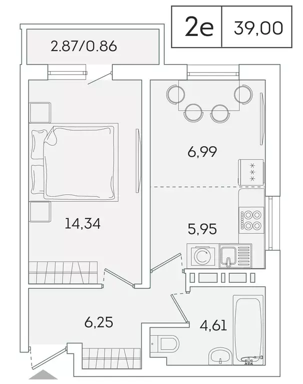 1-к квартира, 38.1 м - Фото 0