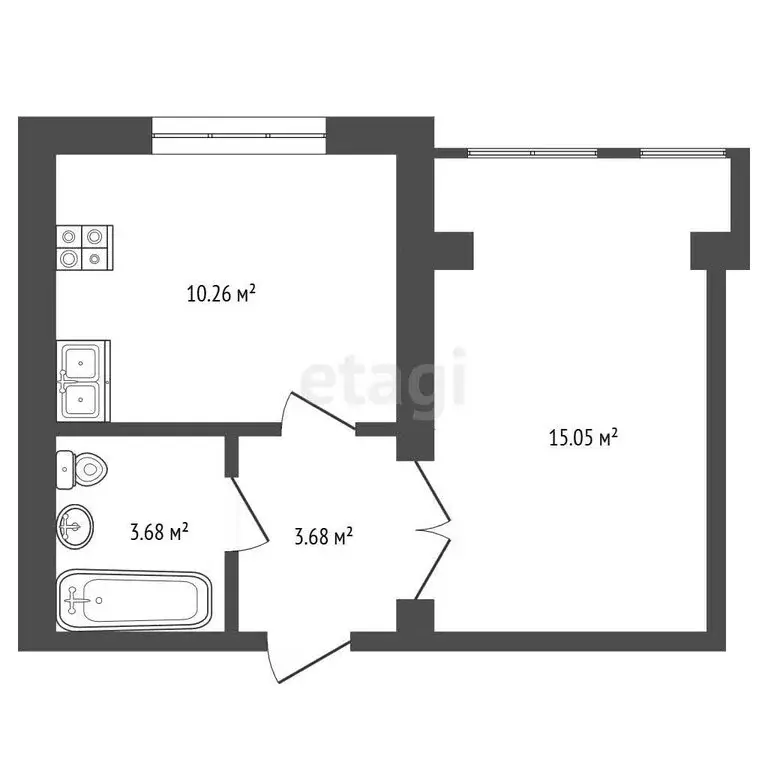 1-комнатная квартира: Нальчик, Кабардинская улица, 234/3 (32.2 м) - Фото 1