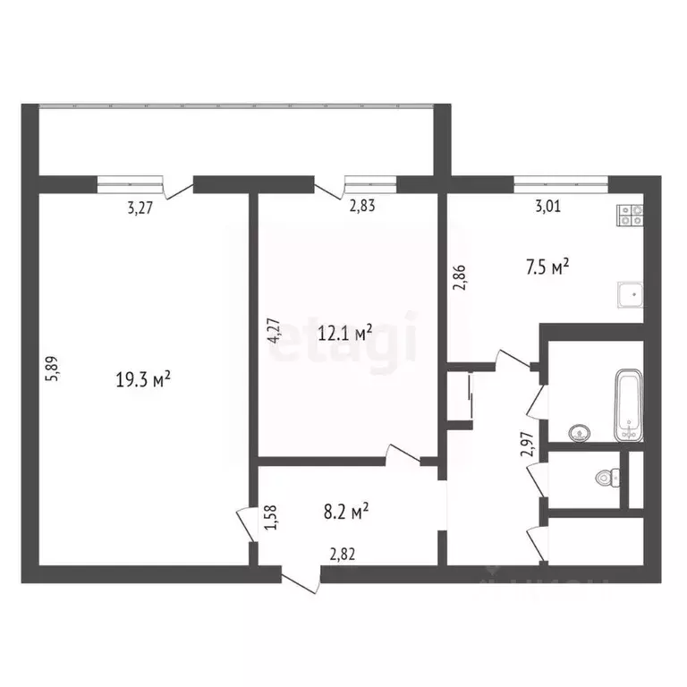 2-к кв. Амурская область, Благовещенск ул. Воронкова, 12 (52.3 м) - Фото 1
