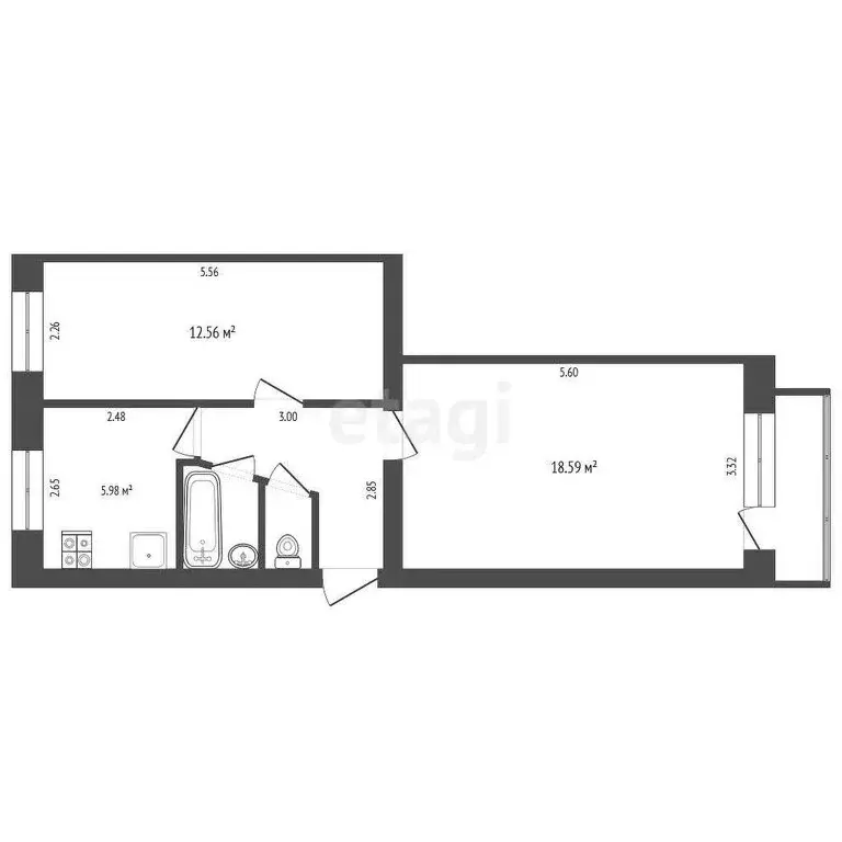 2-комнатная квартира: Белгород, Садовая улица, 51 (45.36 м) - Фото 0