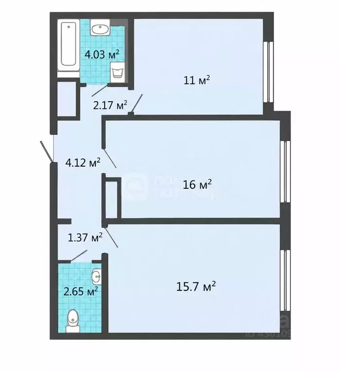 2-к кв. Санкт-Петербург аллея Евгения Шварца, 6 (56.7 м) - Фото 2