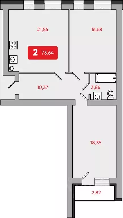 2-к кв. Тверская область, Тверь ул. Склизкова, 58Ак1 (73.64 м) - Фото 0