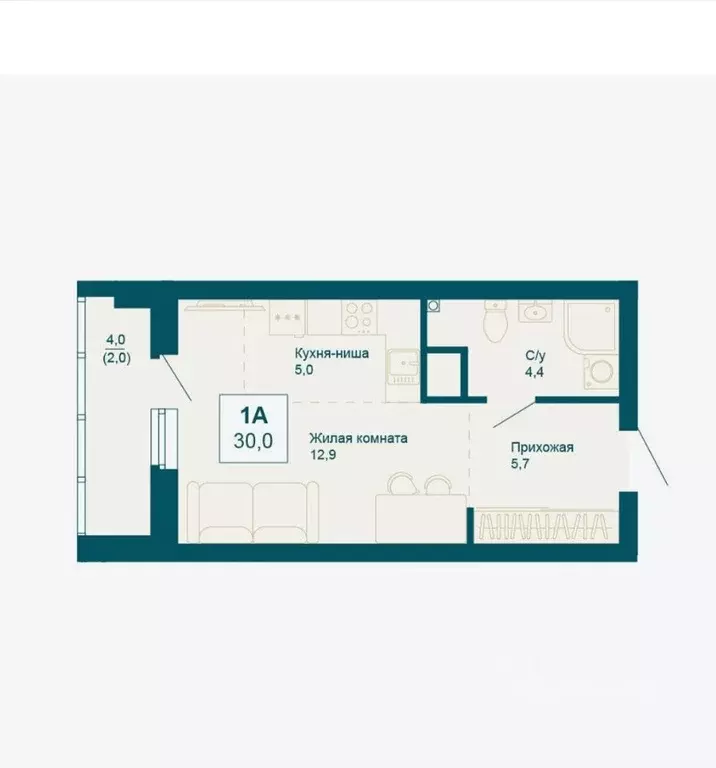 Студия Свердловская область, Екатеринбург ул. 8 Марта, 195 (30.0 м) - Фото 1