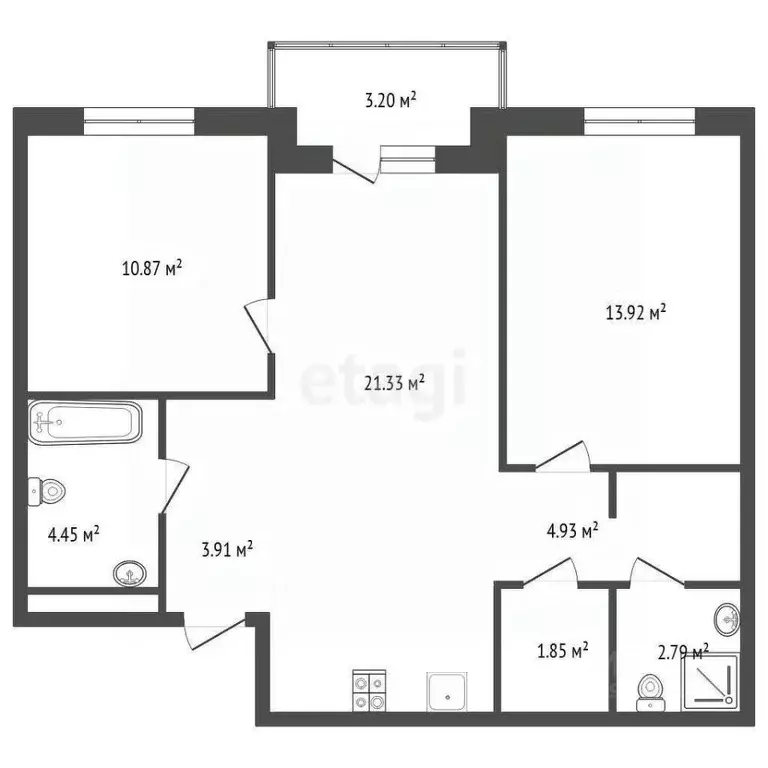 2-к кв. Тюменская область, Тюмень ул. Александра Звягина, 9 (64.6 м) - Фото 1