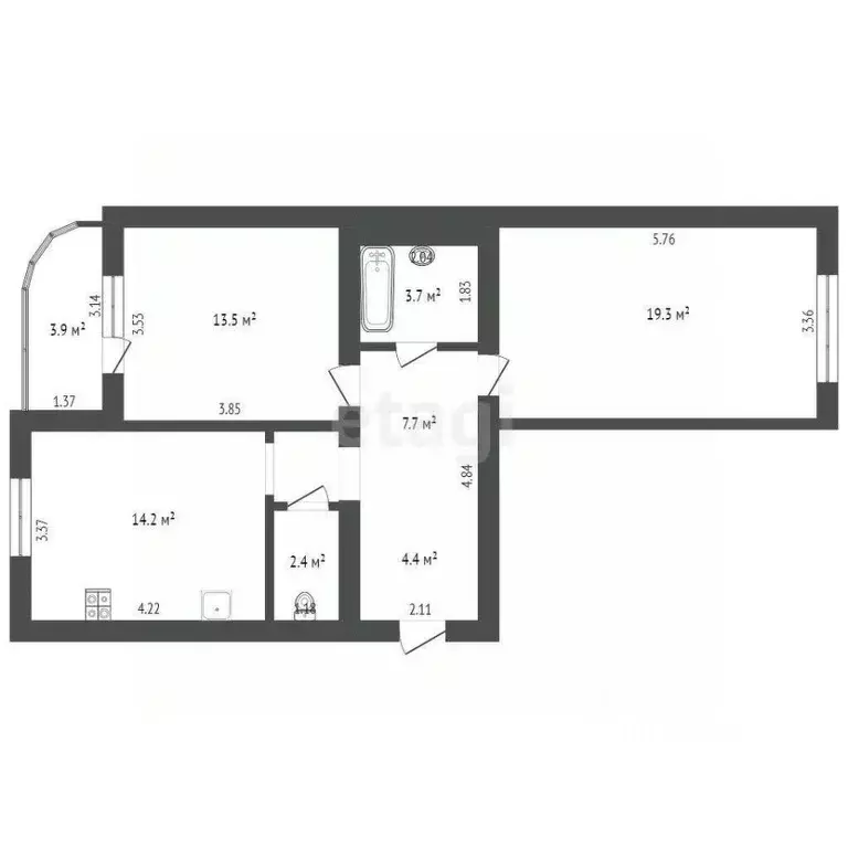 2-к кв. Вологодская область, Вологда Воркутинская ул., 18 (65.2 м) - Фото 2