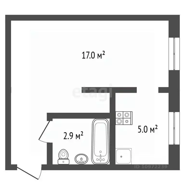 1-к кв. Башкортостан, Стерлитамак Революционная ул., 8 (28.6 м) - Фото 1