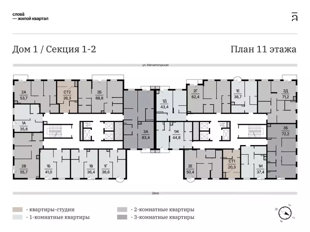 1-к кв. Астраханская область, Астрахань Магнитогорская ул., 1 (43.43 ... - Фото 2