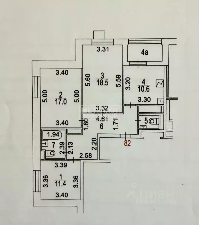 3-к кв. Москва Ташкентская ул., 29к1 (78.1 м) - Фото 2