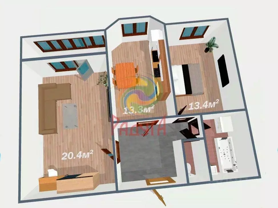 2-к кв. Ивановская область, Иваново Дюковская ул., 21 (61.6 м) - Фото 1