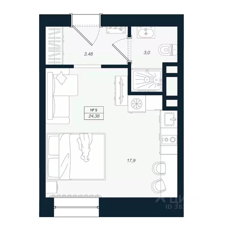 Студия Ленинградская область, Выборгский район, Рощино пгт ул. ... - Фото 1