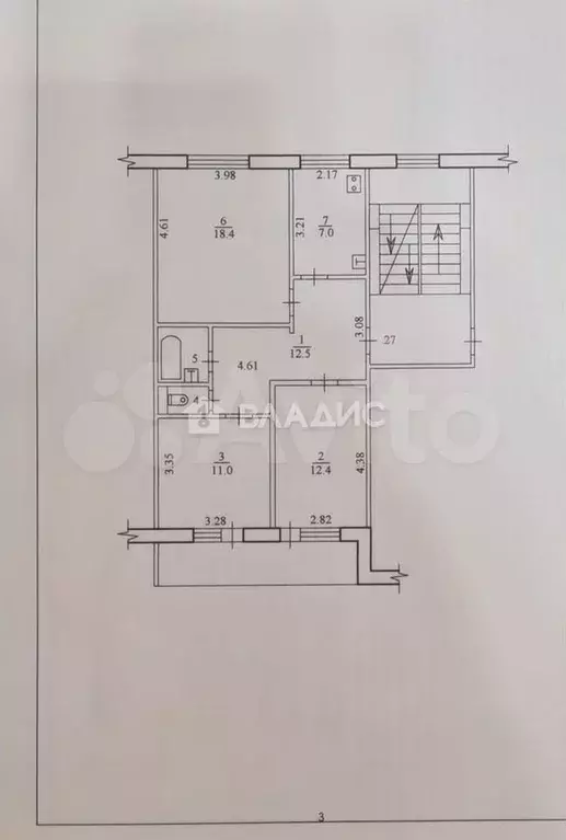 3-к. квартира, 64,9 м, 4/5 эт. - Фото 0