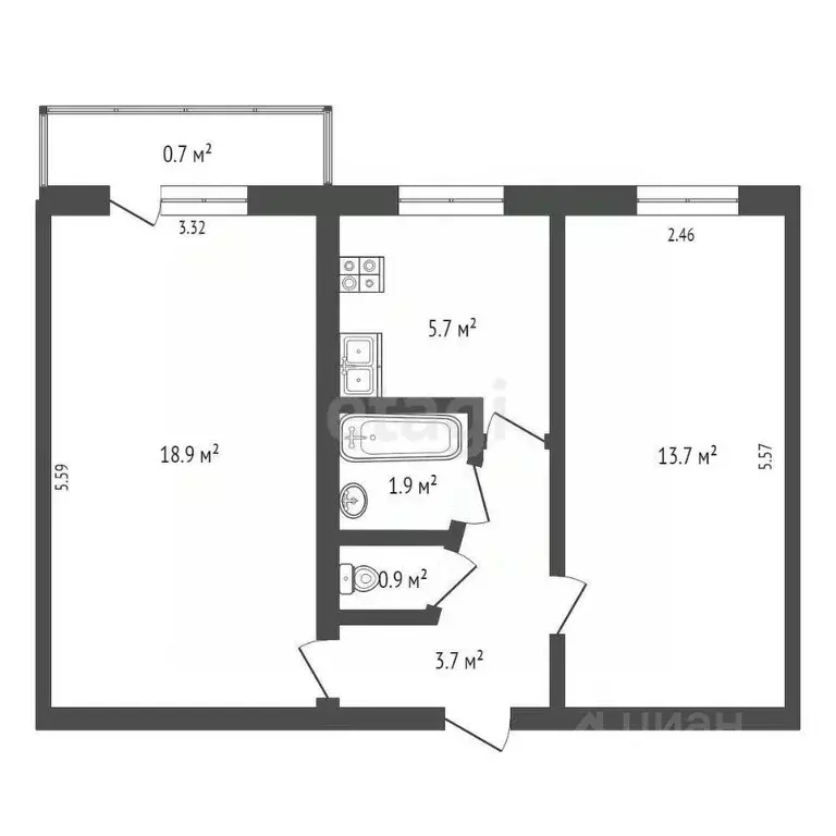 2-к кв. Крым, Армянск Имени Генерала Васильева мкр, 11 (44.8 м) - Фото 1