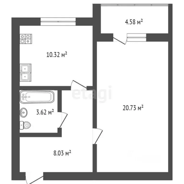 1-к кв. Тюменская область, Тюмень Широтная ул., 209 (47.0 м) - Фото 1